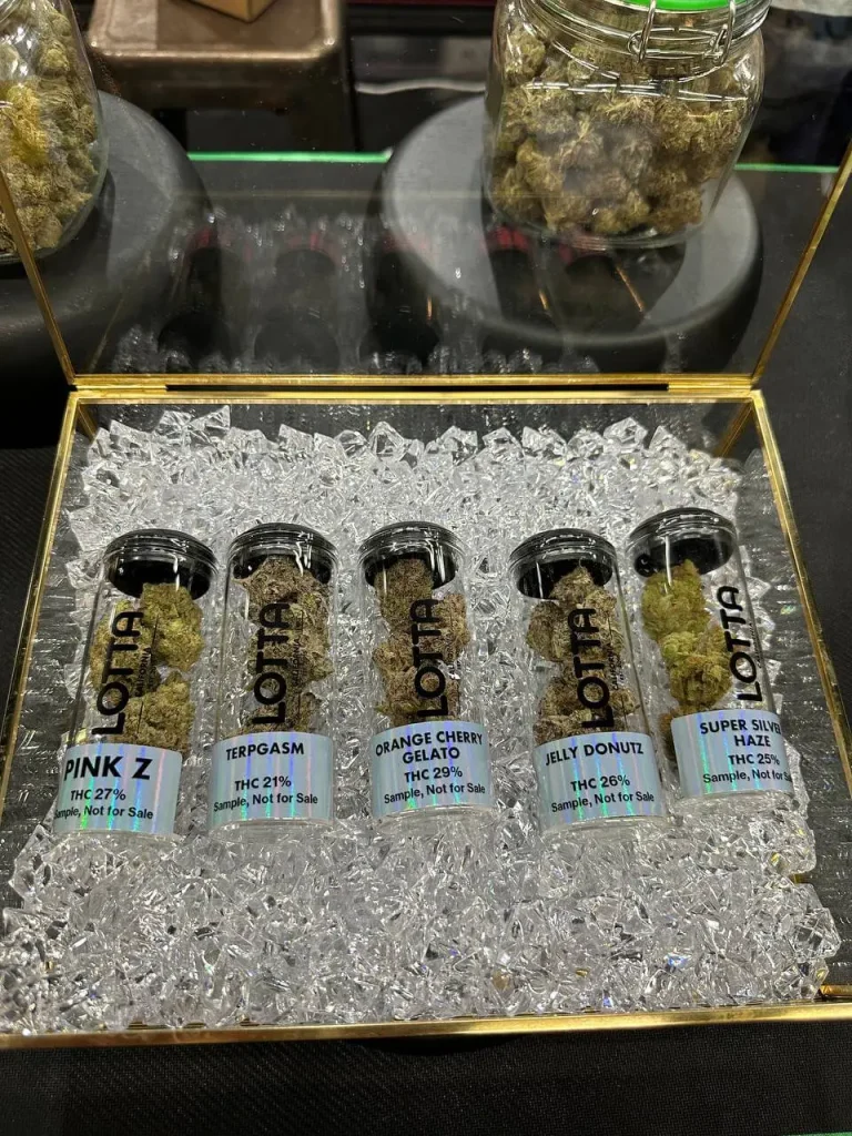 Lotta Farms fresh frozen cannabis jars packed on ice