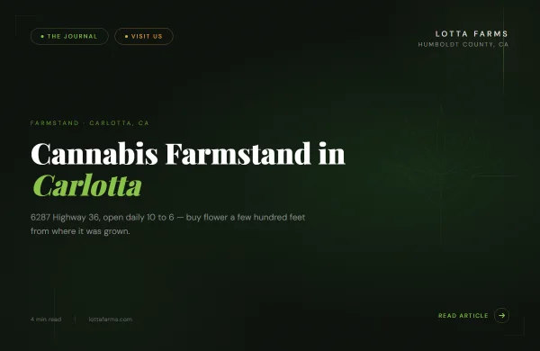 Blog cover: Lotta Farms cannabis farmstand in Carlotta, California